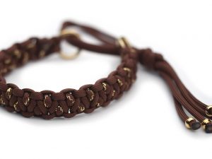 Halsband halvstryp i Chocolate Brown / Chocolate Brown & Gold Glitter