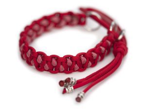 Halsband halvstryp i Imperial Red / Imperial Red & Silver Grey Stripes