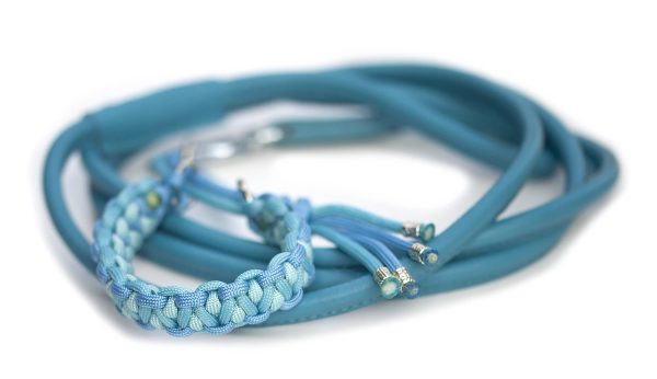 Halsband halvstryp i Pastel Turquoise / Baby Blue / Turquoise & White Stripes