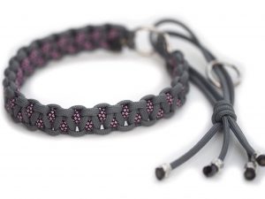 Halsband halvstryp i Steel Grey / Rose Pink Diamonds