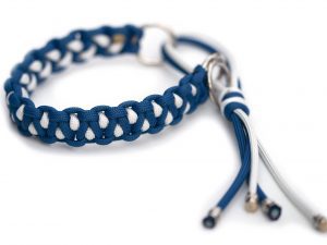 Halsband halvstryp i Jeans Blue / White