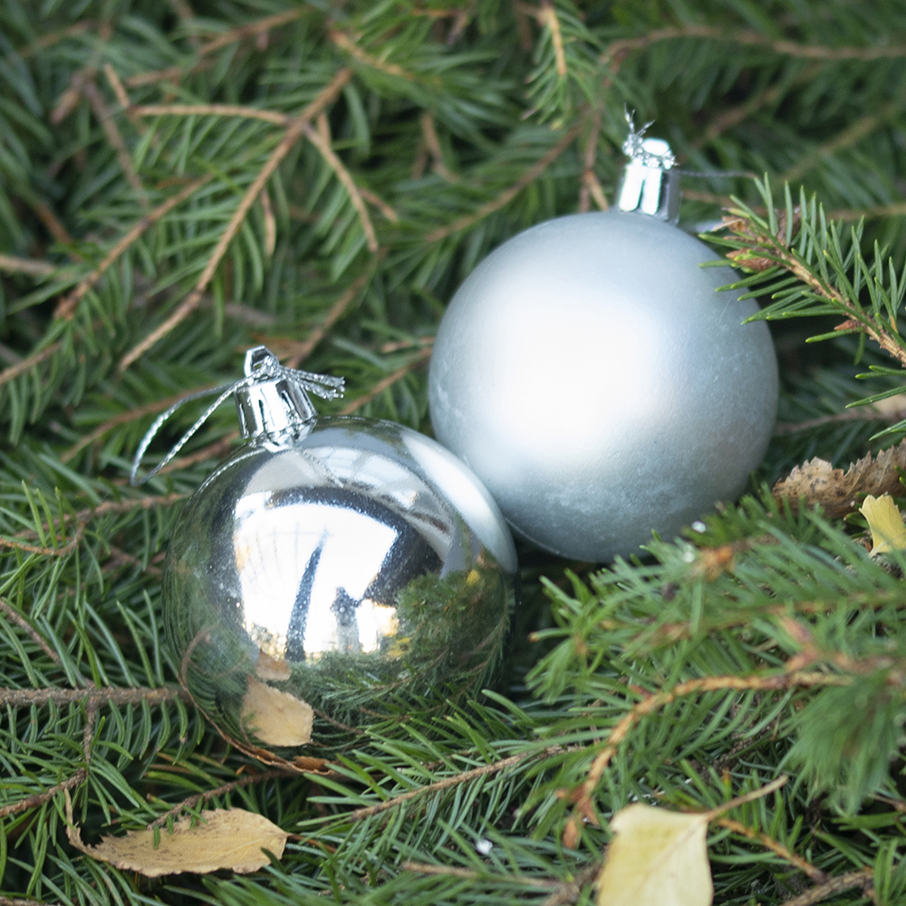 Julgranskulor plast, silver