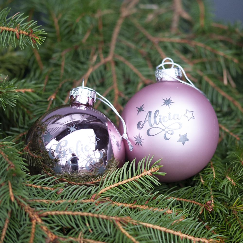 Julgranskulor glas, rosa