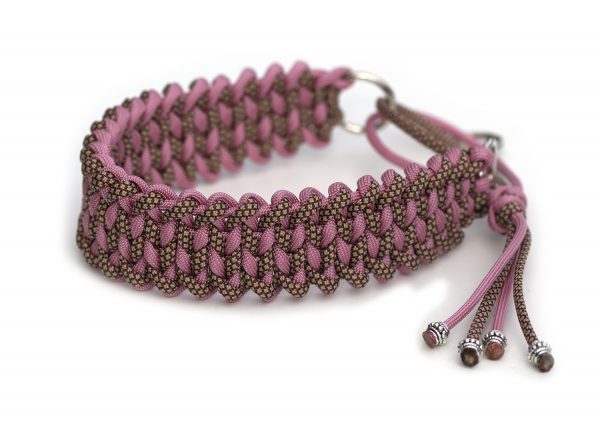 Martingale Paracord Collar Chocolate Brown & Mocca Diamonds : Lavender Pink