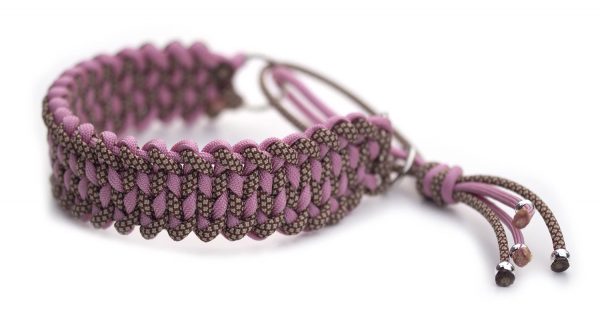Halsband halvstryp i Chocolate Brown & Mocca Diamonds / Lavender Pink