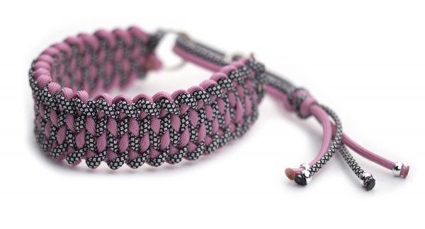 Halsband halvstryp i Silver Diamonds / Lavender Pink