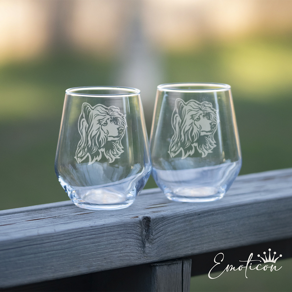 Glas chinese crested dog