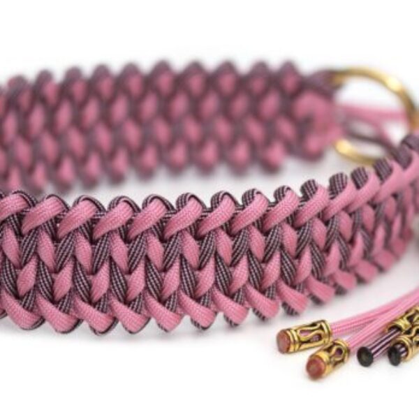 Halsband halvstryp i Lavender Pink / Rose Pink & Black Stripes