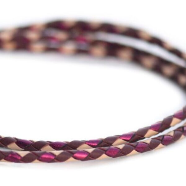 Utställningskoppel känguruläder i burgundy, natural & ox blood