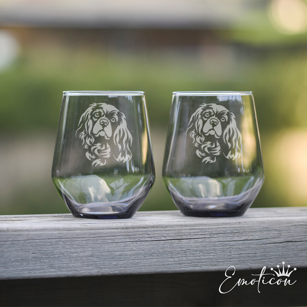 Grå glas cavalier king charles spaniel