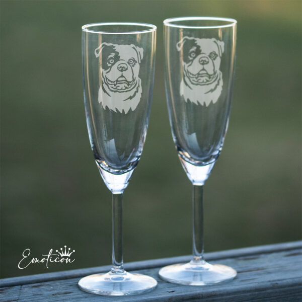 Champagneglas amerikansk bulldogg