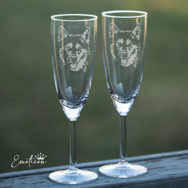 Champagneglas alaskan malamute