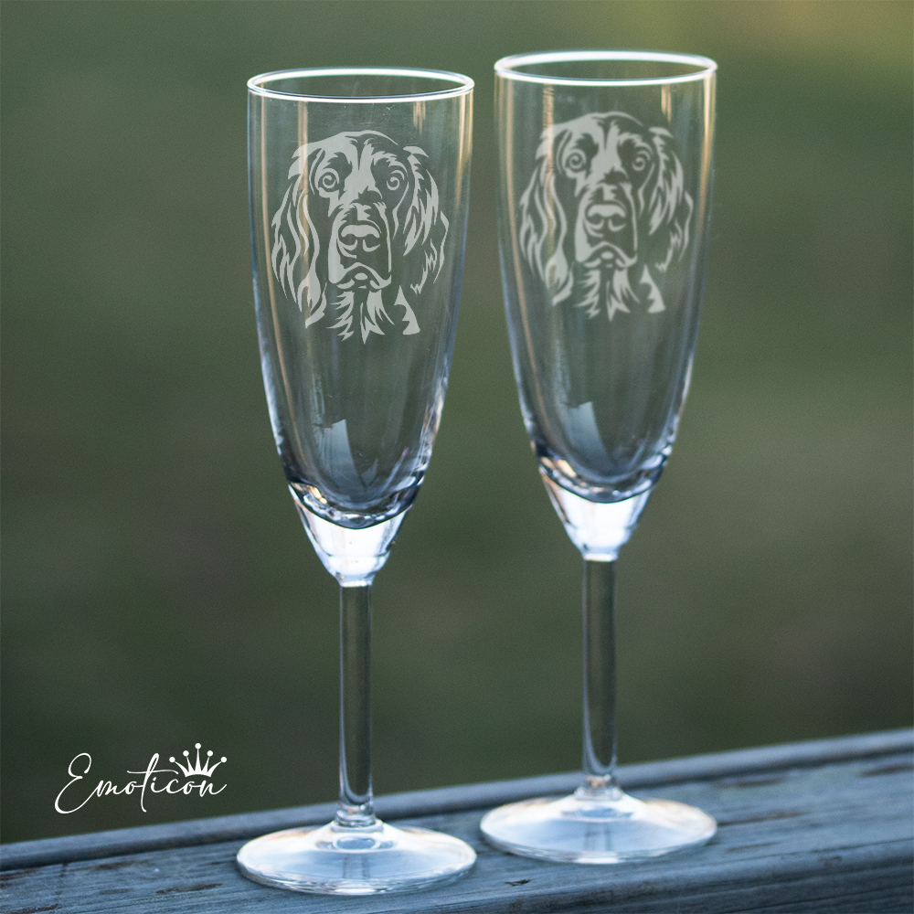 Champagneglas irländsk setter