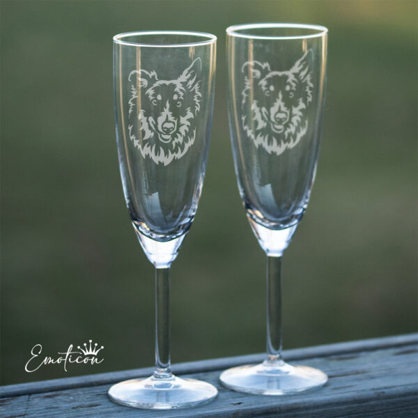 Champagneglas miniature american shepherd