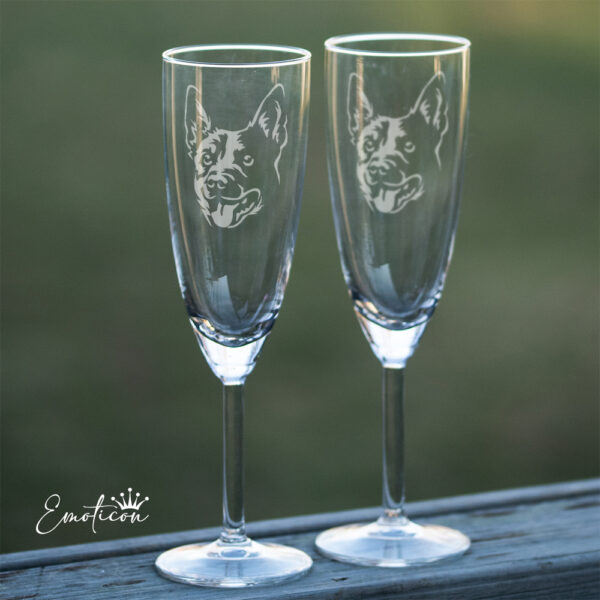 Champagneglas australian cattledog