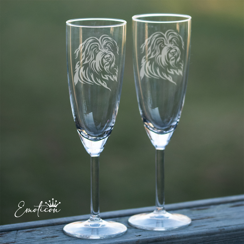 Champagneglas bearded collie