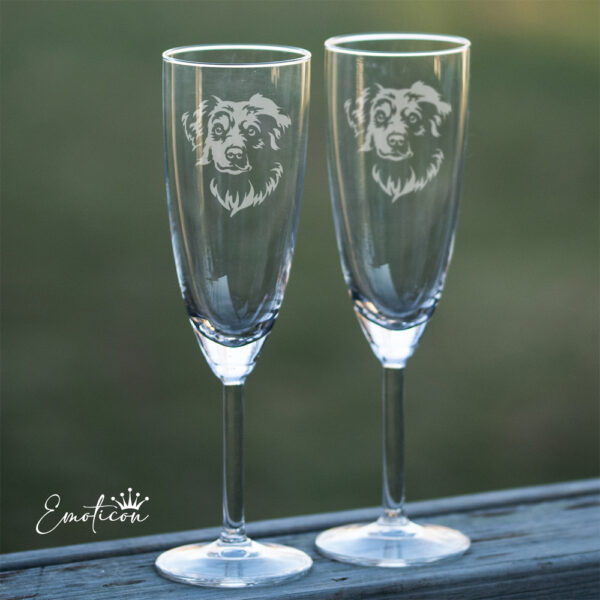 Champagneglas miniature american shepherd