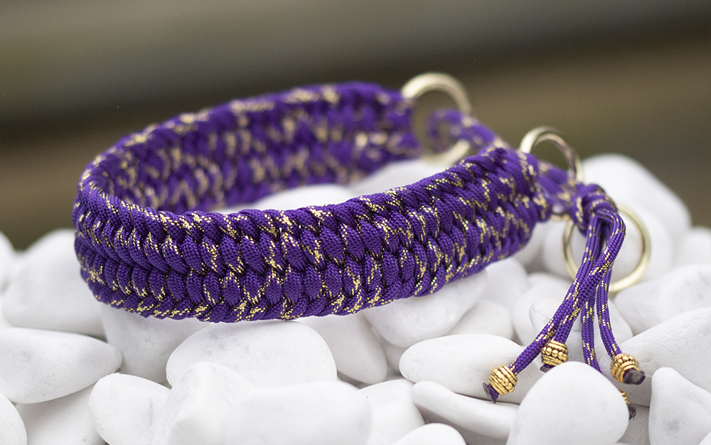 Halsband i Acid Purple & Gold Glitter