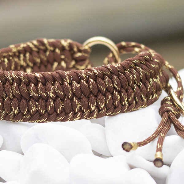 Halsband i Chocolate Brown & Gold Glitter