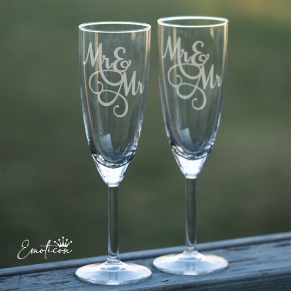 Champagneglas bröllop, Mr & Mr