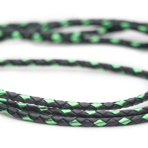 Utställningskoppel känguruläder i black & green foil