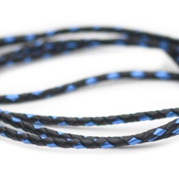 Utställningskoppel känguruläder i black & yale blue foil