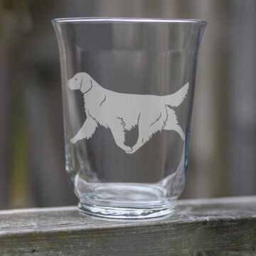 Vas/ljuslykta med hundmotiv