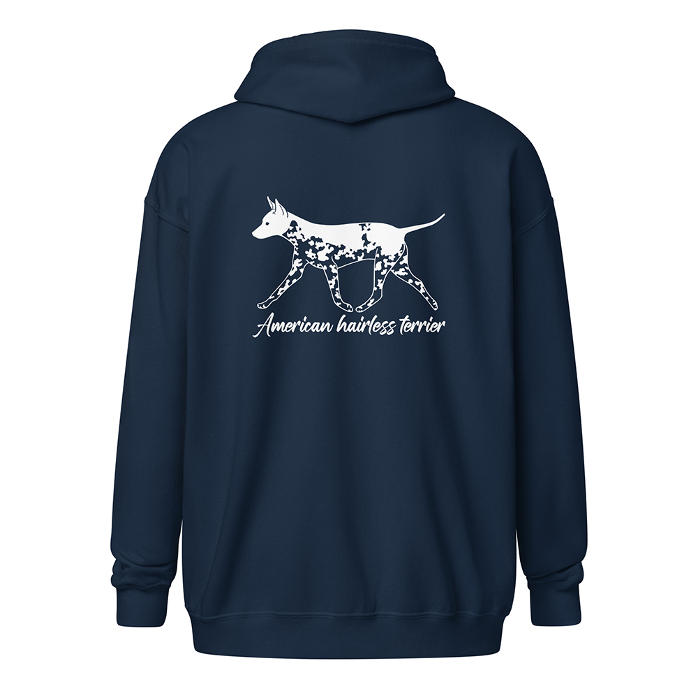 unisex-heavy-blend-zip-hoodie-navy-back-American hairless terrier 1328 sv
