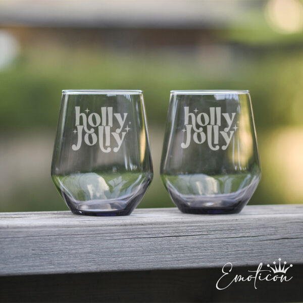 Grå glas jul - holly jolly