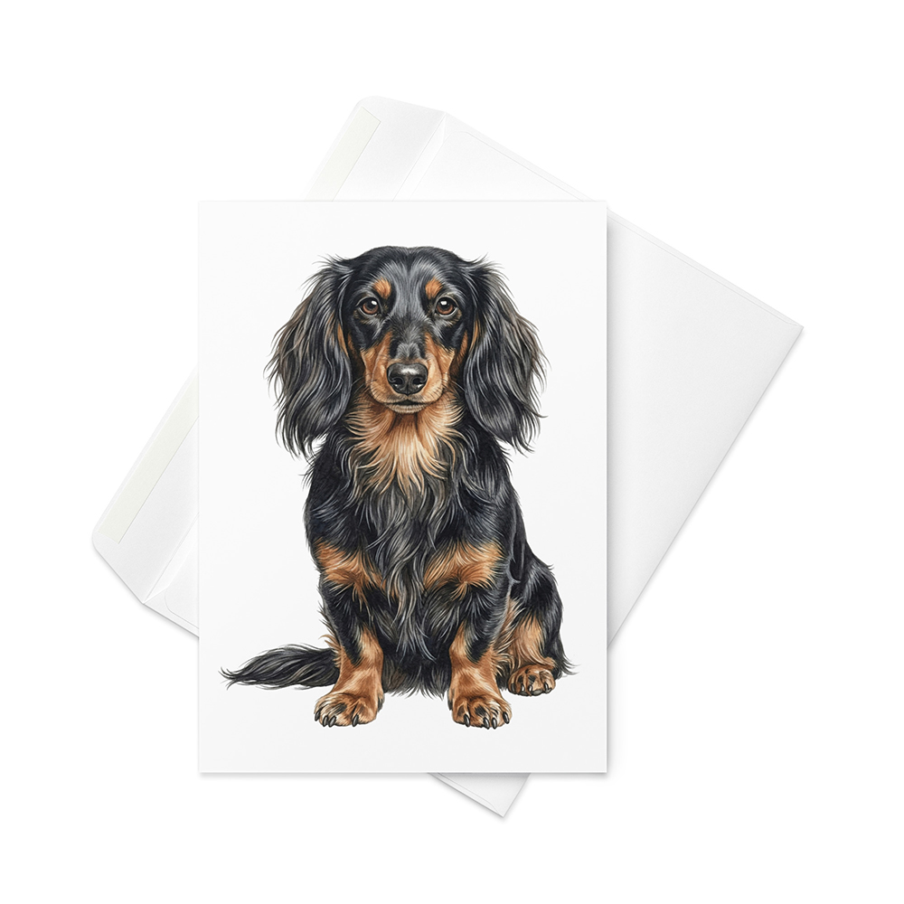 Vikt kort med långhårig tax